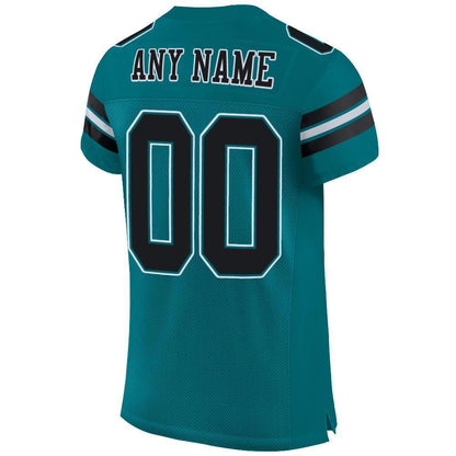 Custom Teal Black-White Mesh Authentic Football Jersey - Sky-Custom