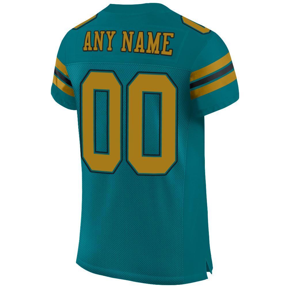 Custom Teal Old Gold-Black Mesh Authentic Football Jersey - Sky-Custom