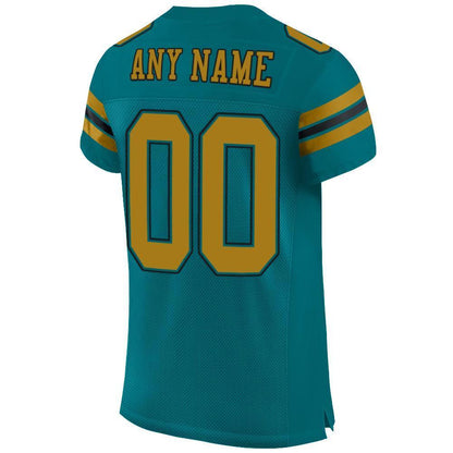 Custom Teal Old Gold-Black Mesh Authentic Football Jersey - Sky-Custom