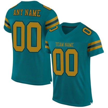 Custom Teal Old Gold-Black Mesh Authentic Football Jersey - Sky-Custom
