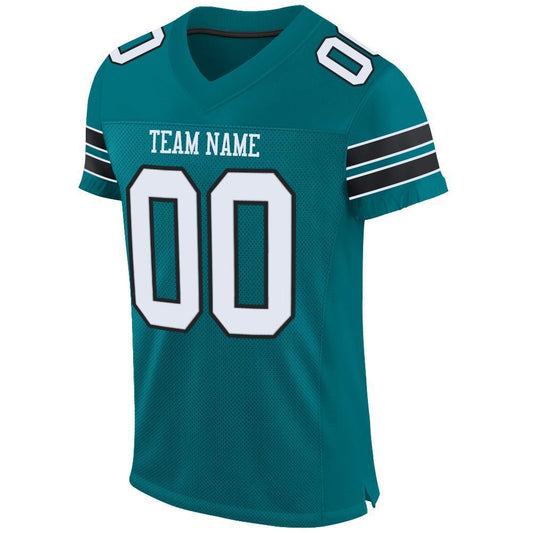 Custom Teal White-Black Mesh Authentic Football Jersey - Sky-Custom