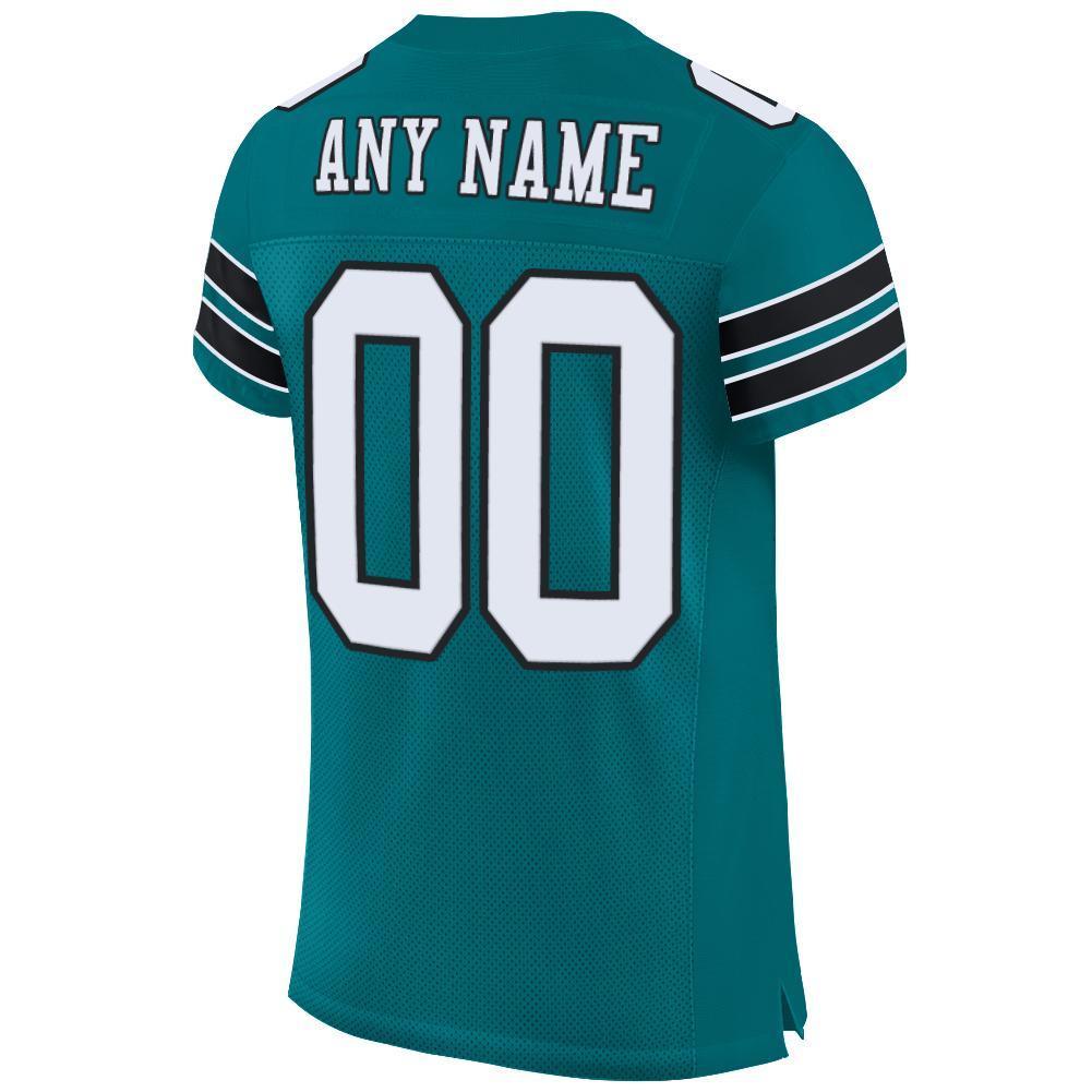 Custom Teal White-Black Mesh Authentic Football Jersey - Sky-Custom