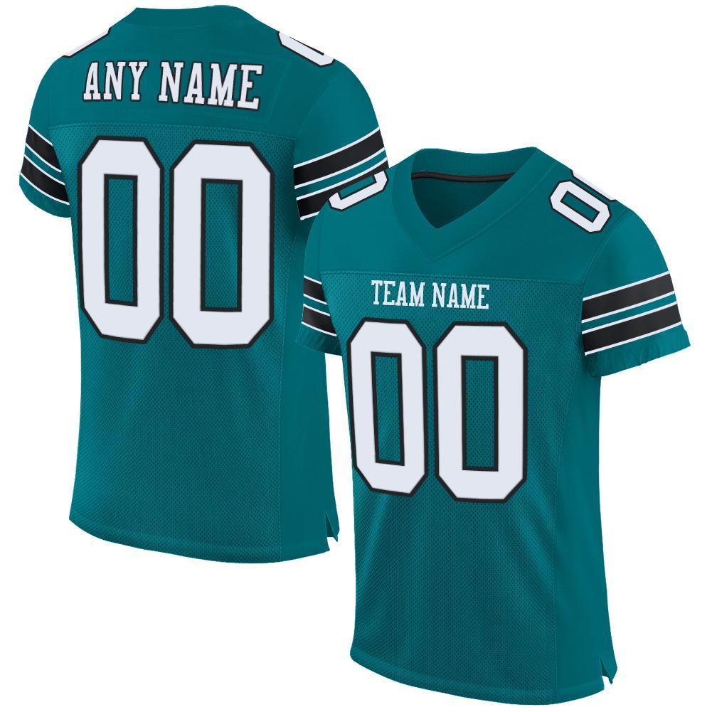 Custom Teal White-Black Mesh Authentic Football Jersey - Sky-Custom
