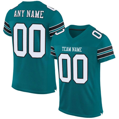 Custom Teal White-Black Mesh Authentic Football Jersey - Sky-Custom