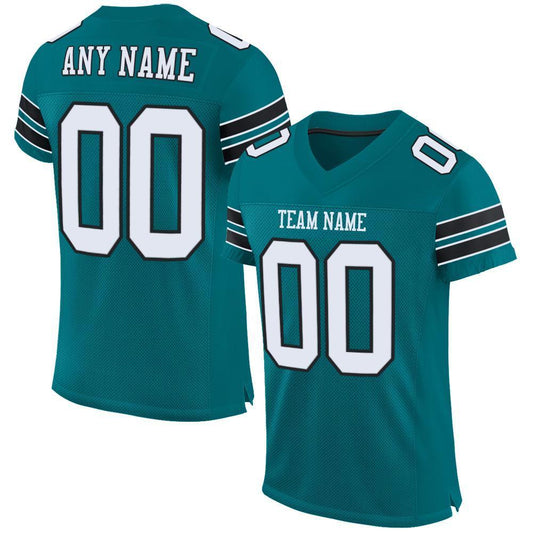 Custom Teal White-Black Mesh Authentic Football Jersey - Sky-Custom