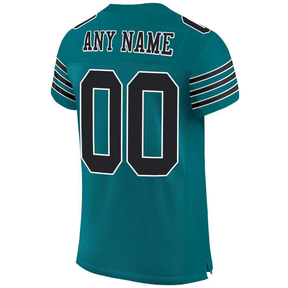 Custom Teal Black-White Mesh Authentic Football Jersey - Sky-Custom