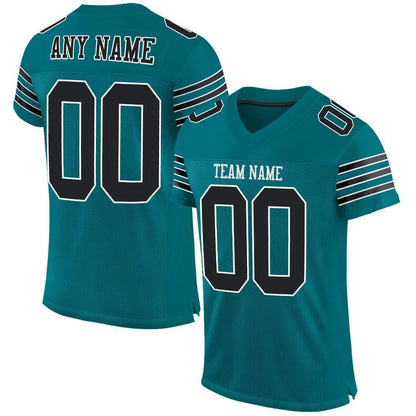 Custom Teal Black-White Mesh Authentic Football Jersey - Sky-Custom