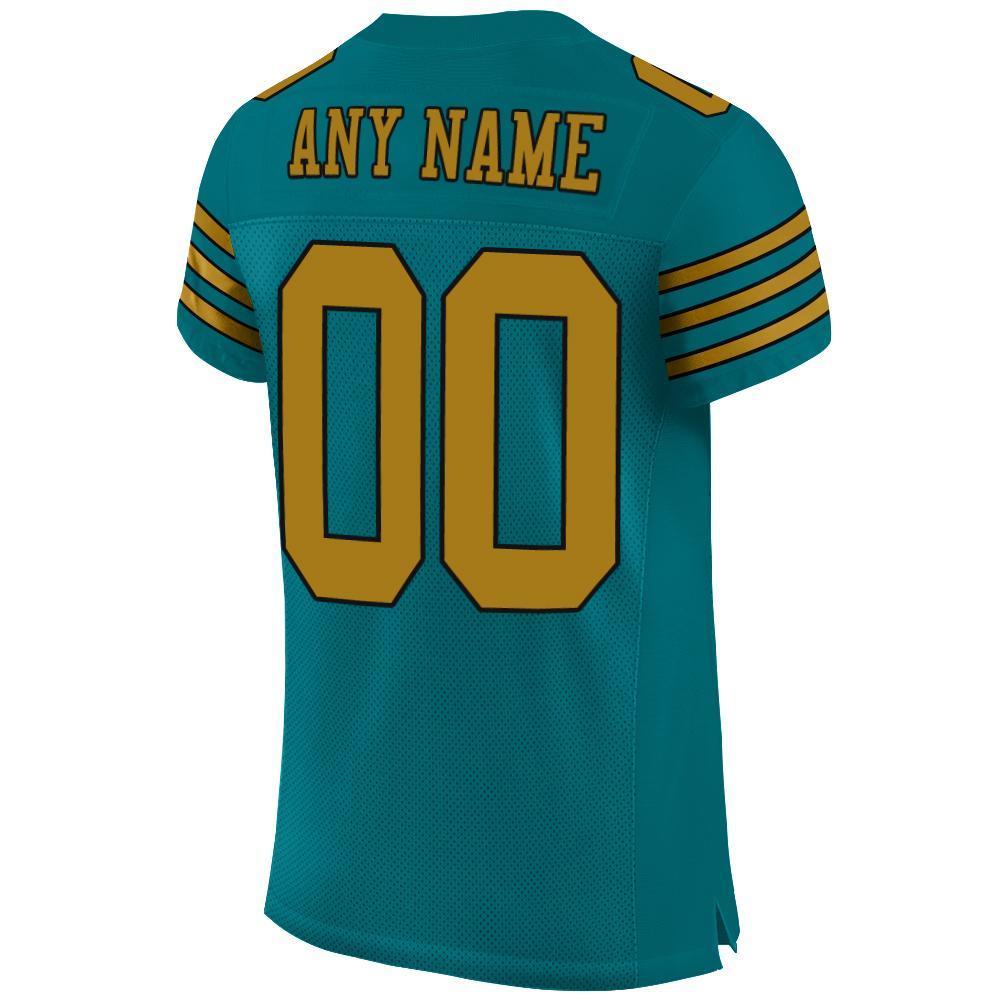 Custom Teal Old Gold-Black Mesh Authentic Football Jersey - Sky-Custom