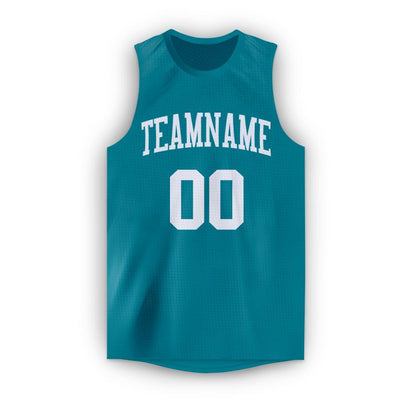 Custom Teal White Round Neck Basketball Jersey - Sky-Custom