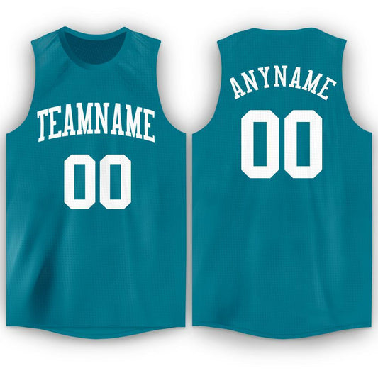 Custom Teal White Round Neck Basketball Jersey - Sky-Custom