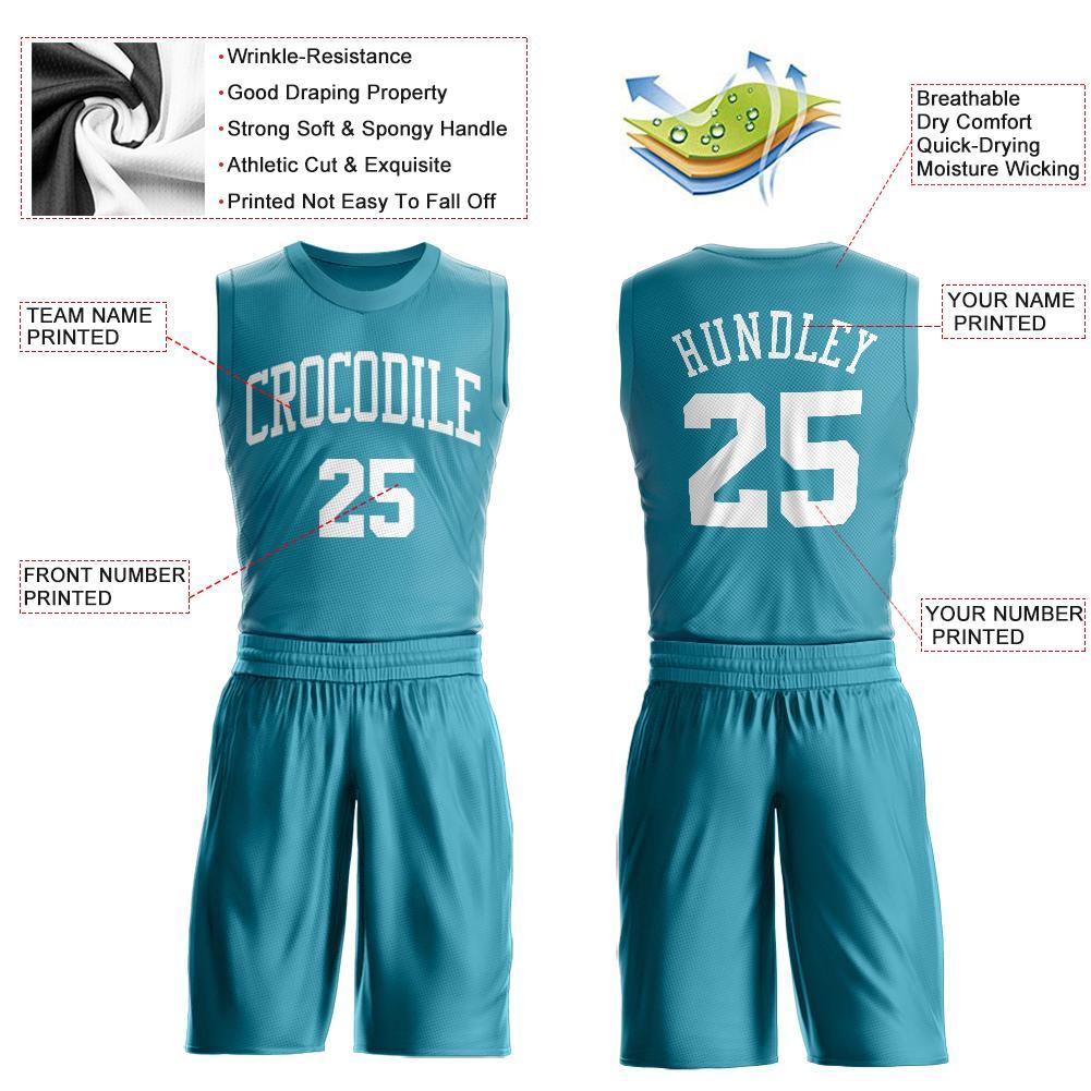 Custom Teal White Round Neck Suit Basketball Jersey - Sky-Custom