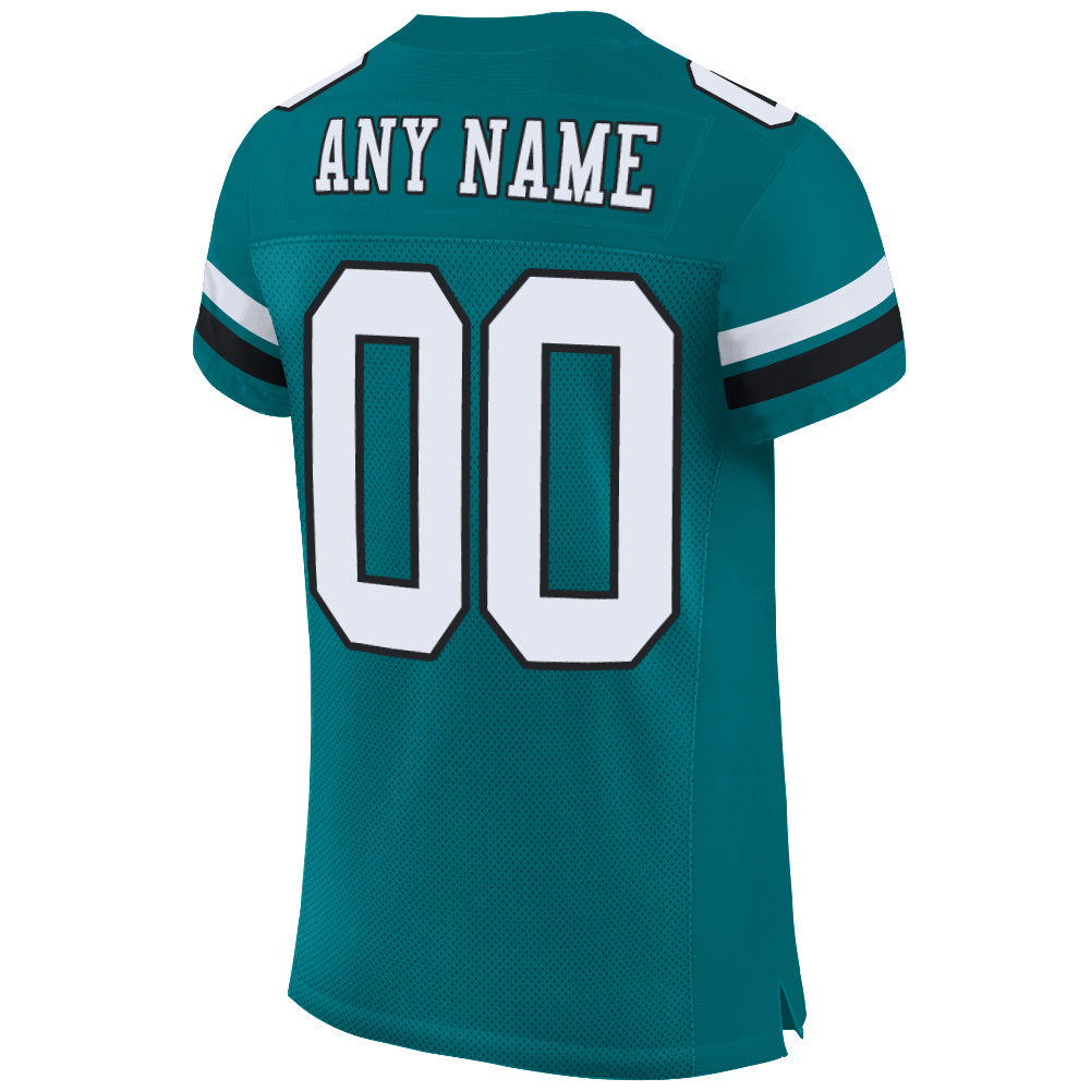 Custom Teal White-Black Mesh Authentic Football Jersey - Sky-Custom