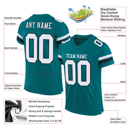 Custom Teal White-Black Mesh Authentic Football Jersey - Sky-Custom