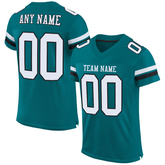 Custom Teal White-Black Mesh Authentic Football Jersey - Sky-Custom