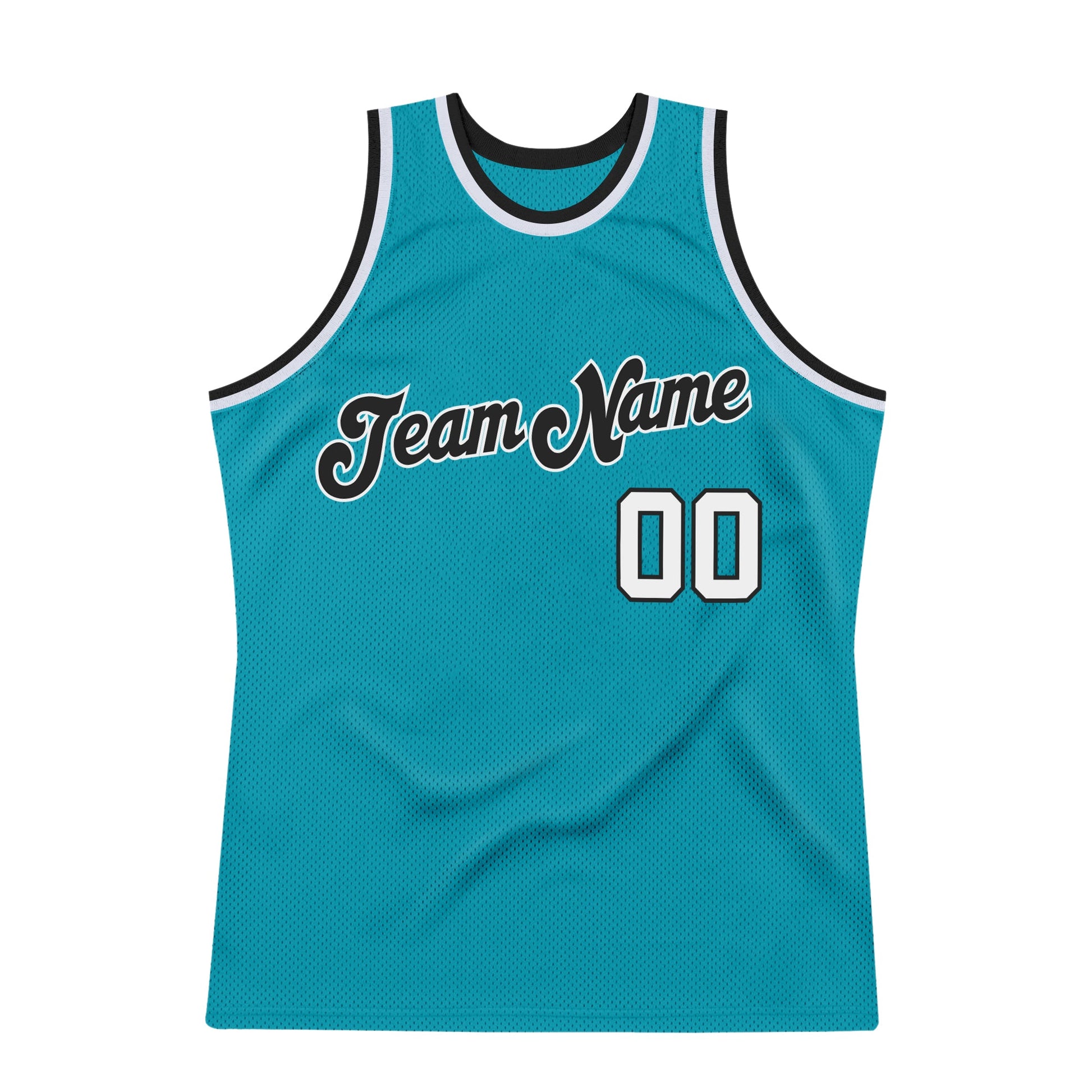 Custom Teal White-Black Authentic Throwback Basketball Jersey - Sky-Custom