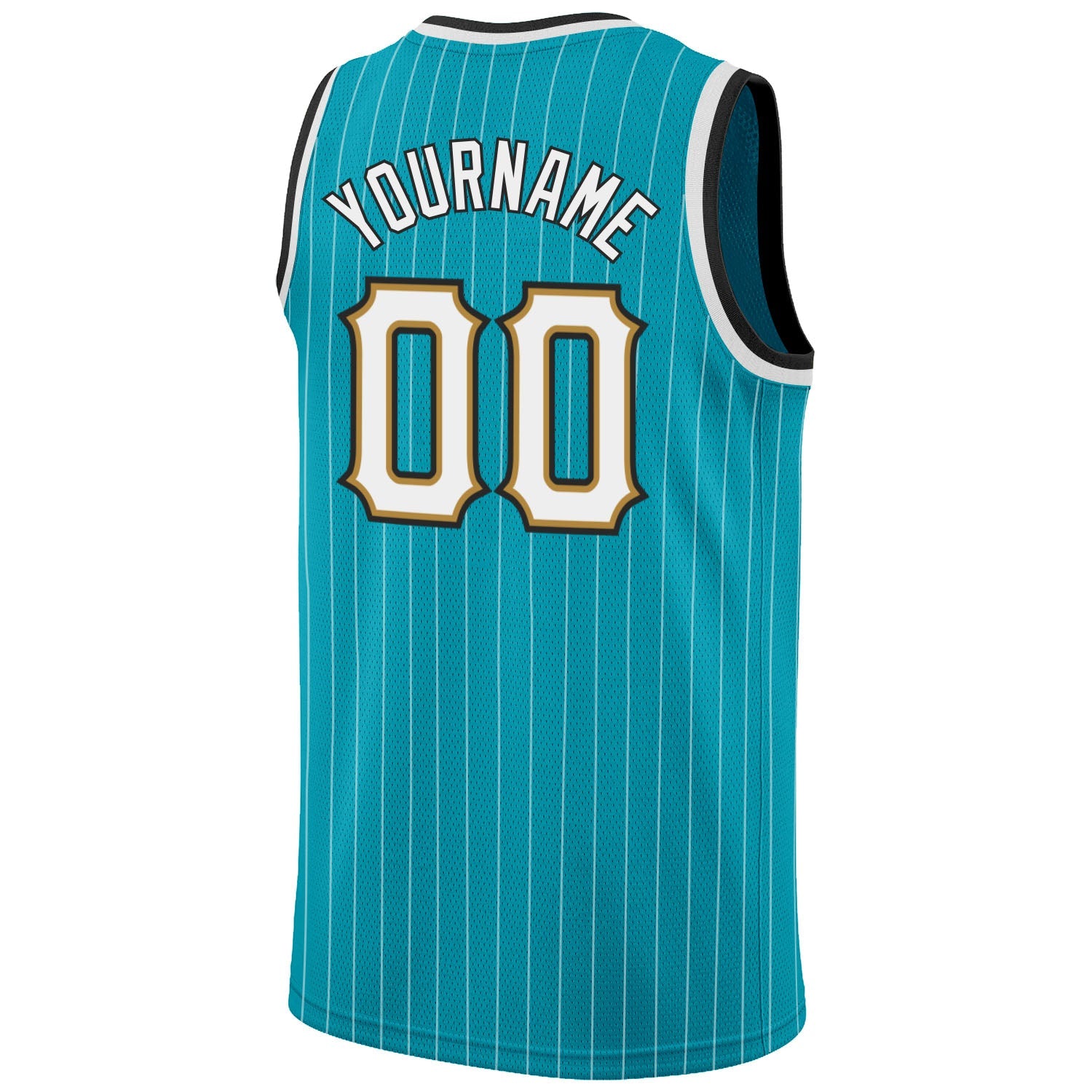 Custom Teal White Pinstripe White-Old Gold Authentic Basketball Jersey - Sky-Custom