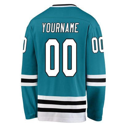 Custom Teal White-Black Hockey Jersey - Sky-Custom