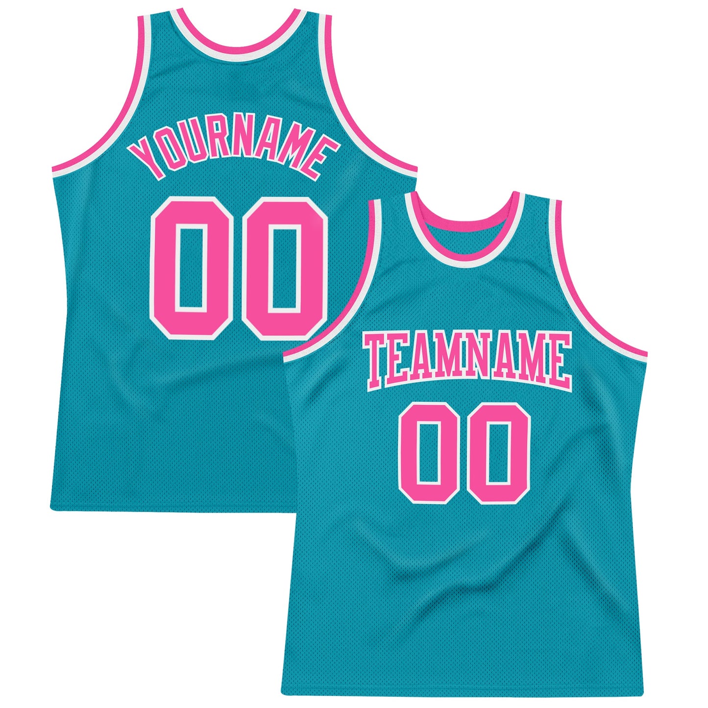 Custom Teal Pink-White Authentic Throwback Basketball Jersey - Sky-Custom