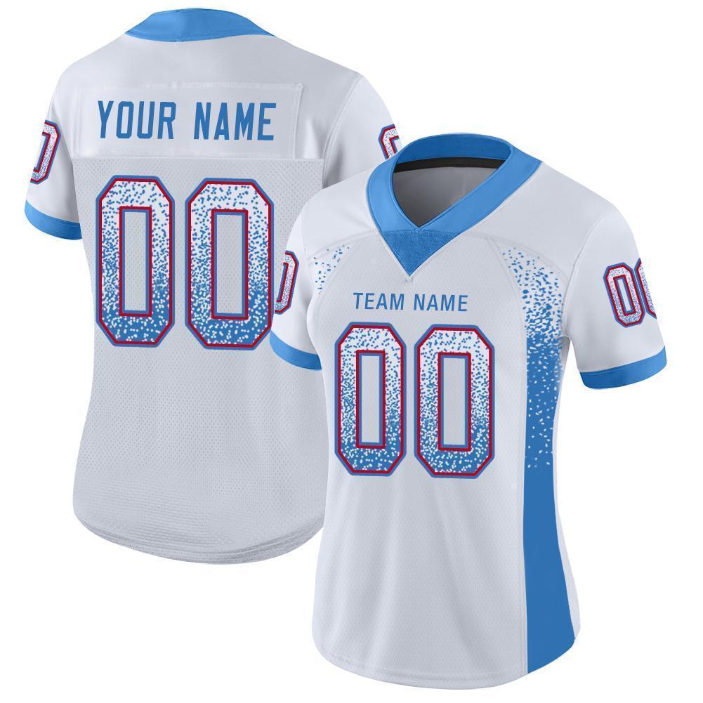 Custom White Powder Blue-Red Mesh Drift Fashion Football Jersey - Sky-Custom