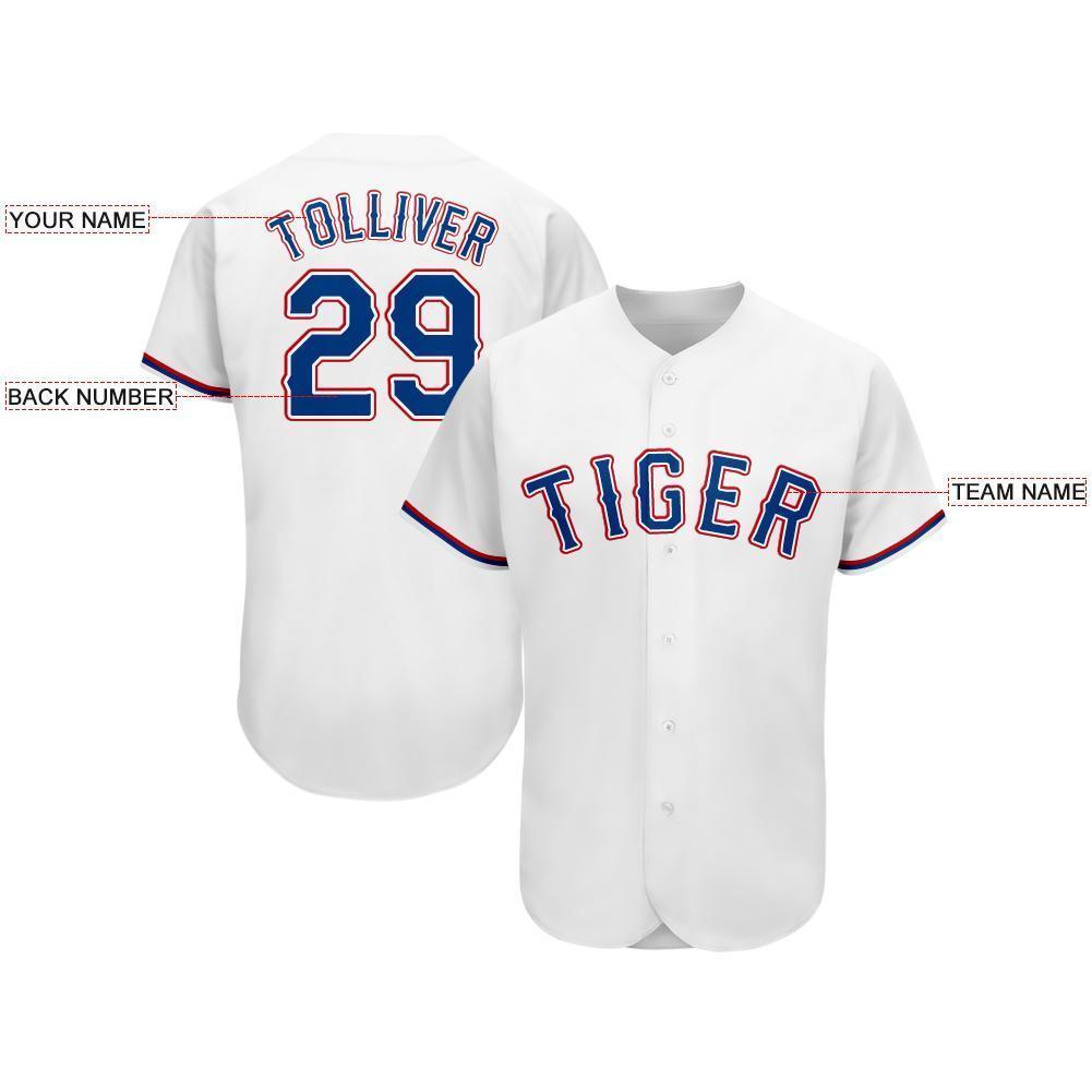 Custom White Royal-Red Baseball Jersey - Sky-Custom