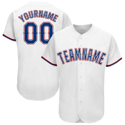 Custom White Royal-Red Baseball Jersey - Sky-Custom