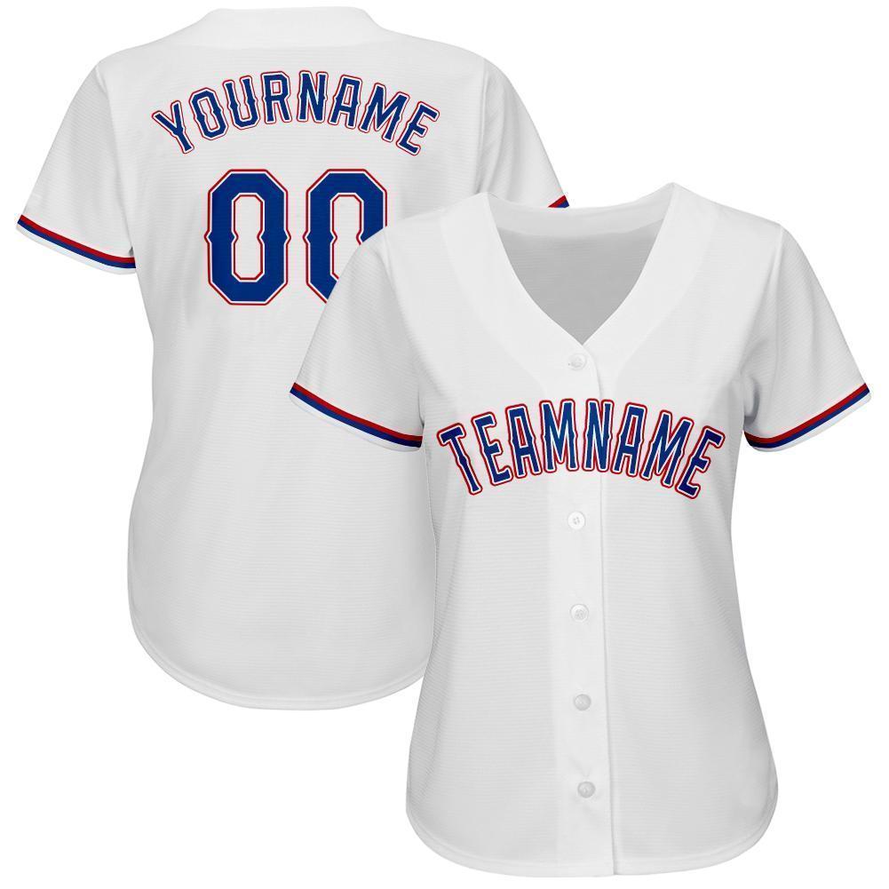 Custom White Royal-Red Baseball Jersey - Sky-Custom
