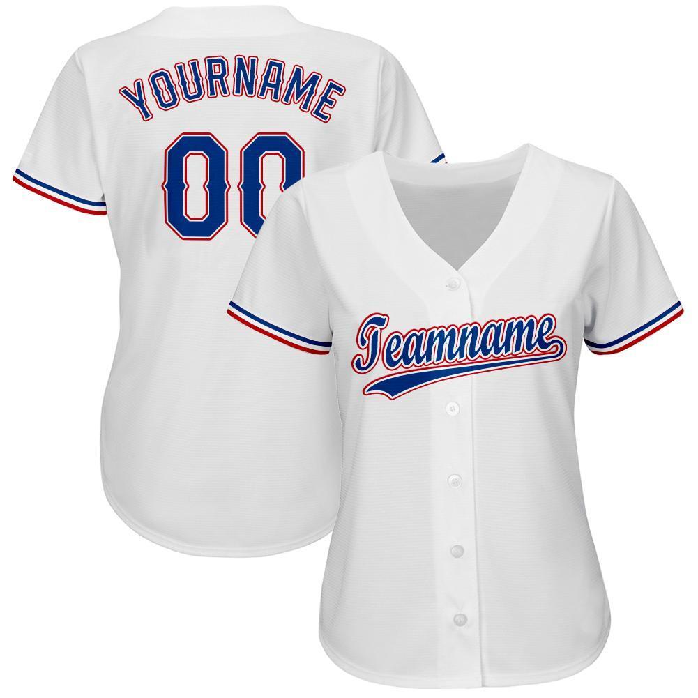 Custom White Royal-Red Baseball Jersey - Sky-Custom