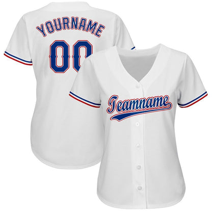 Custom White Royal-Red Baseball Jersey - Sky-Custom