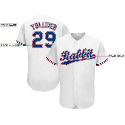 Custom White Royal-Red Baseball Jersey - Sky-Custom