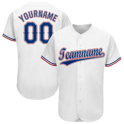 Custom White Royal-Red Baseball Jersey - Sky-Custom