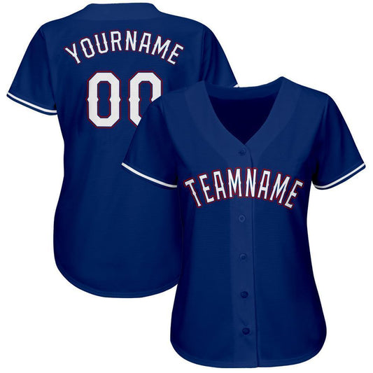Custom Royal White-Red Baseball Jersey - Sky-Custom
