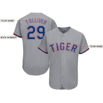 Custom Gray Royal-Red Baseball Jersey - Sky-Custom