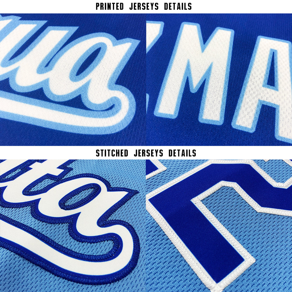 Custom Light Blue White-Red Baseball Jersey - Sky-Custom