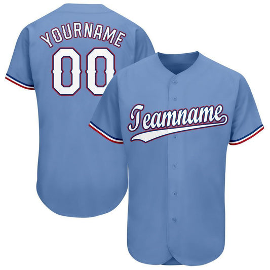 Custom Light Blue White-Red Baseball Jersey - Sky-Custom
