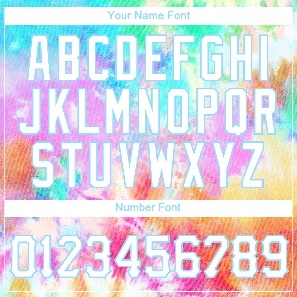 Custom Tie Dye White-Light Blue 3D Rainbow Authentic Baseball Jersey - Sky-Custom