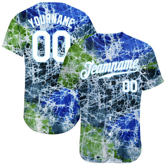Custom Tie Dye White-Light Blue 3D Authentic Baseball Jersey - Sky-Custom