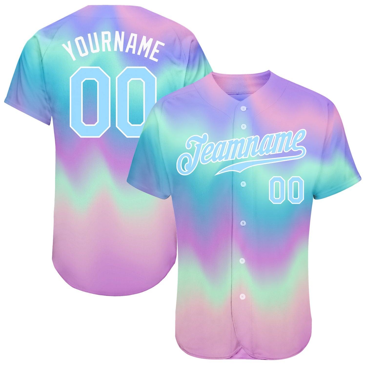 Custom Tie Dye Light Blue-White 3D Authentic Baseball Jersey - Sky-Custom