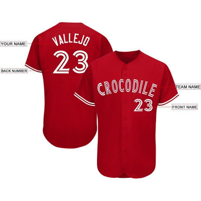 Custom Red White Baseball Jersey - Sky-Custom