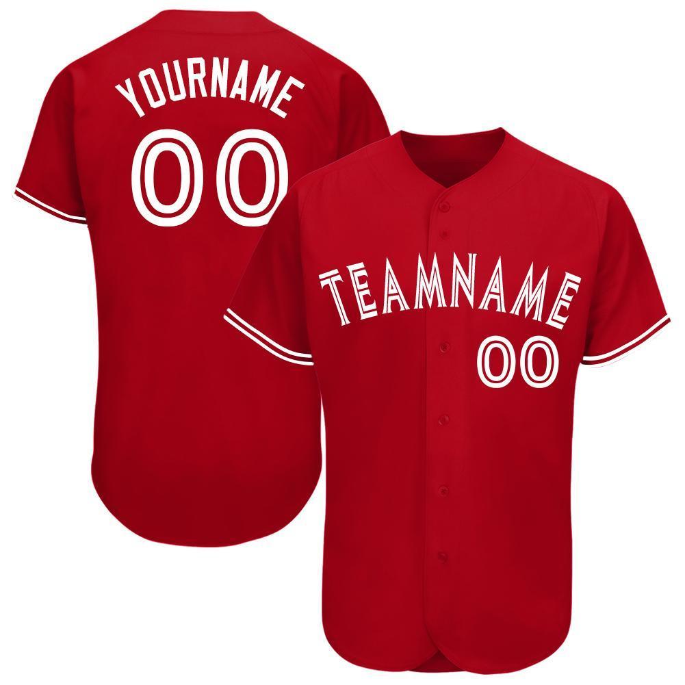 Custom Red White Baseball Jersey - Sky-Custom