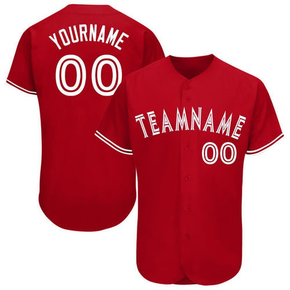 Custom Red White Baseball Jersey - Sky-Custom
