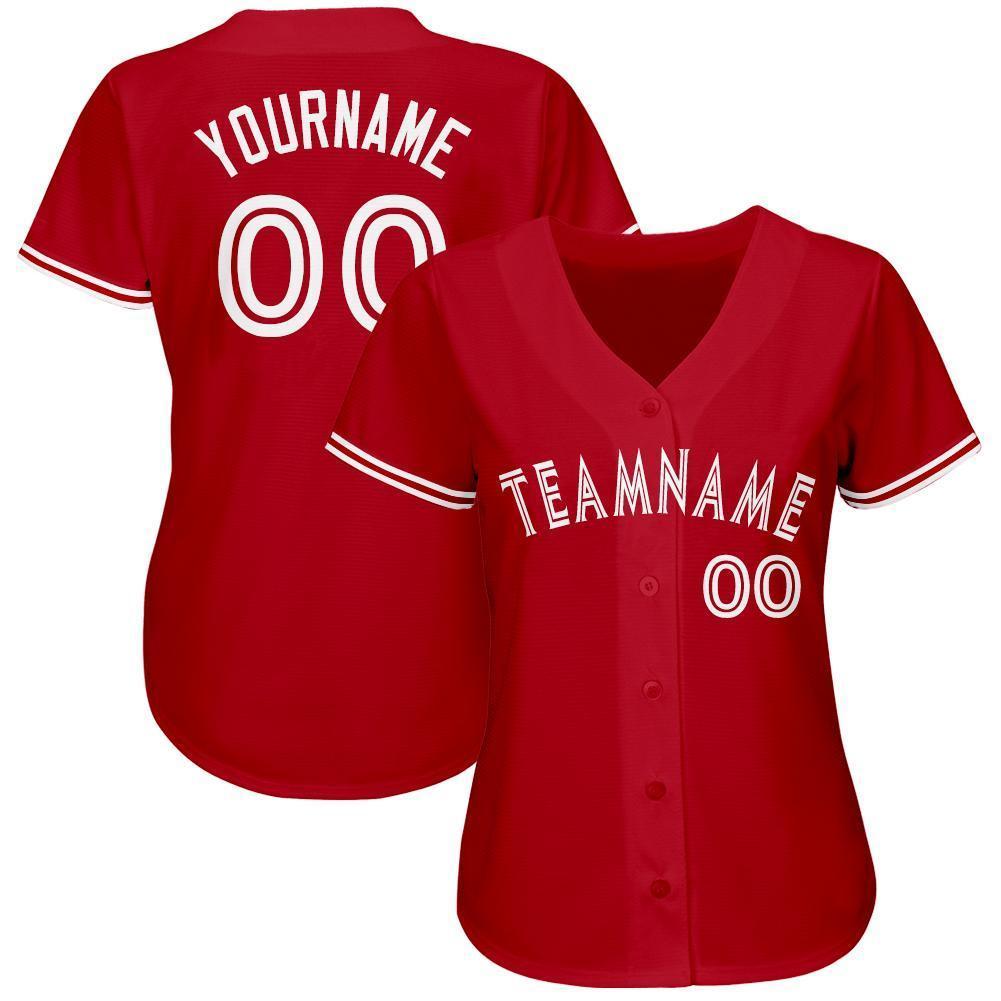 Custom Red White Baseball Jersey - Sky-Custom