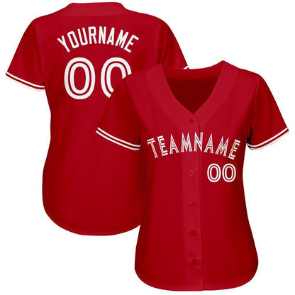 Custom Red White Baseball Jersey - Sky-Custom