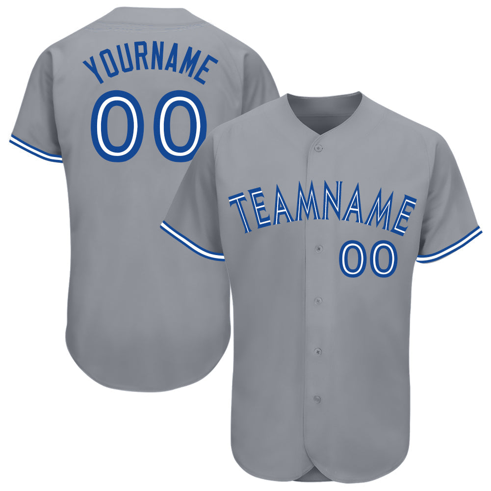 Custom Gray Royal-White Baseball Jersey - Sky-Custom