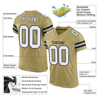 Custom Vegas Gold White-Black Mesh Authentic Football Jersey - Sky-Custom