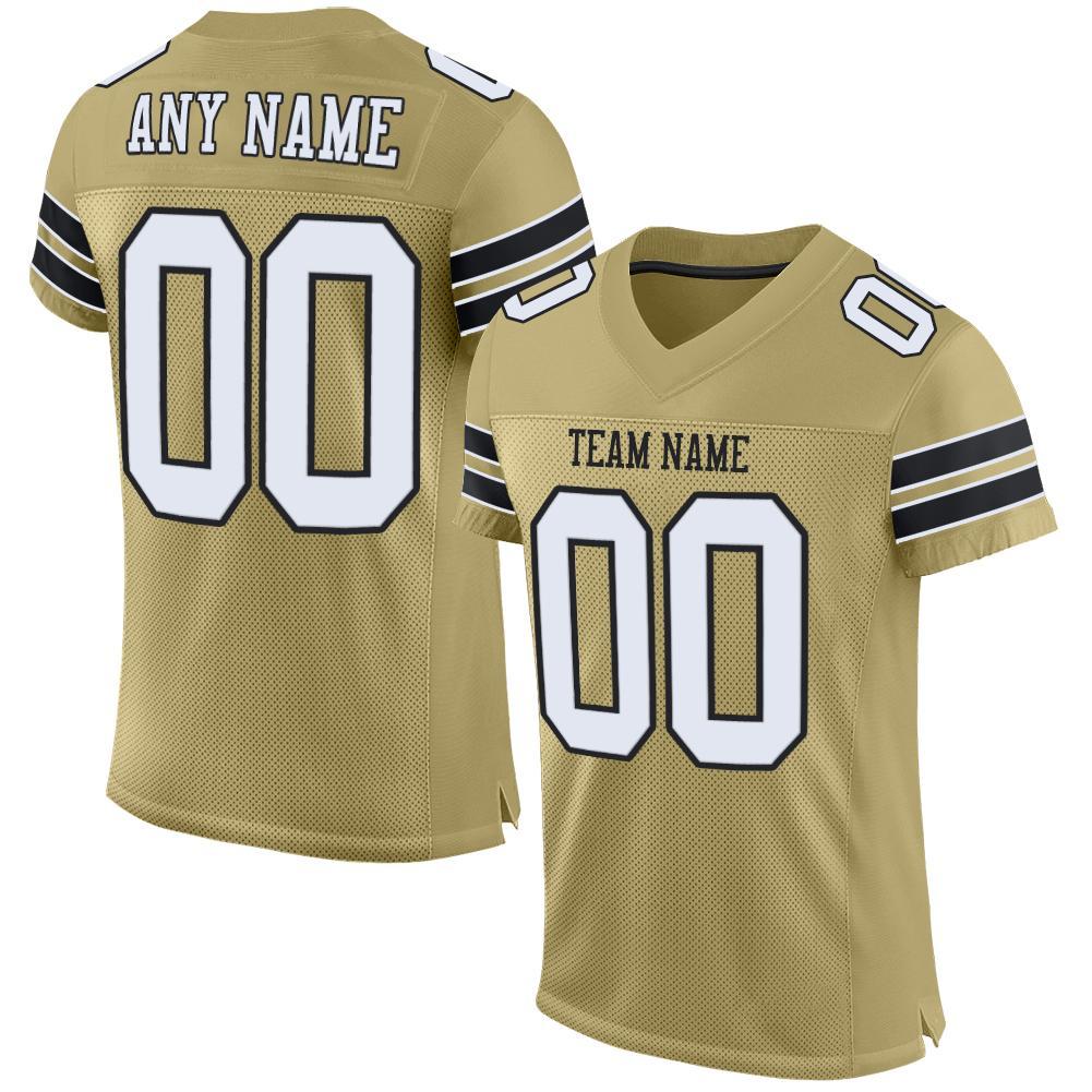 Custom Vegas Gold White-Black Mesh Authentic Football Jersey - Sky-Custom
