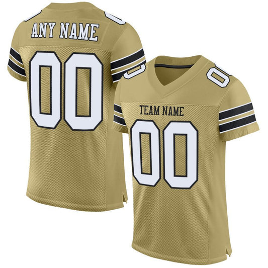 Custom Vegas Gold White-Black Mesh Authentic Football Jersey - Sky-Custom