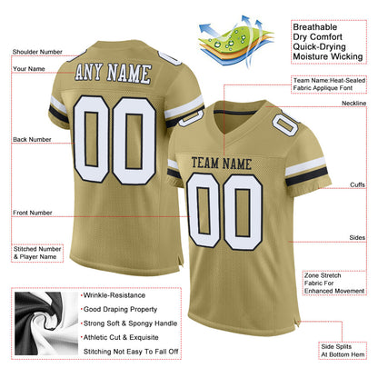 Custom Vegas Gold White-Black Mesh Authentic Football Jersey - Sky-Custom