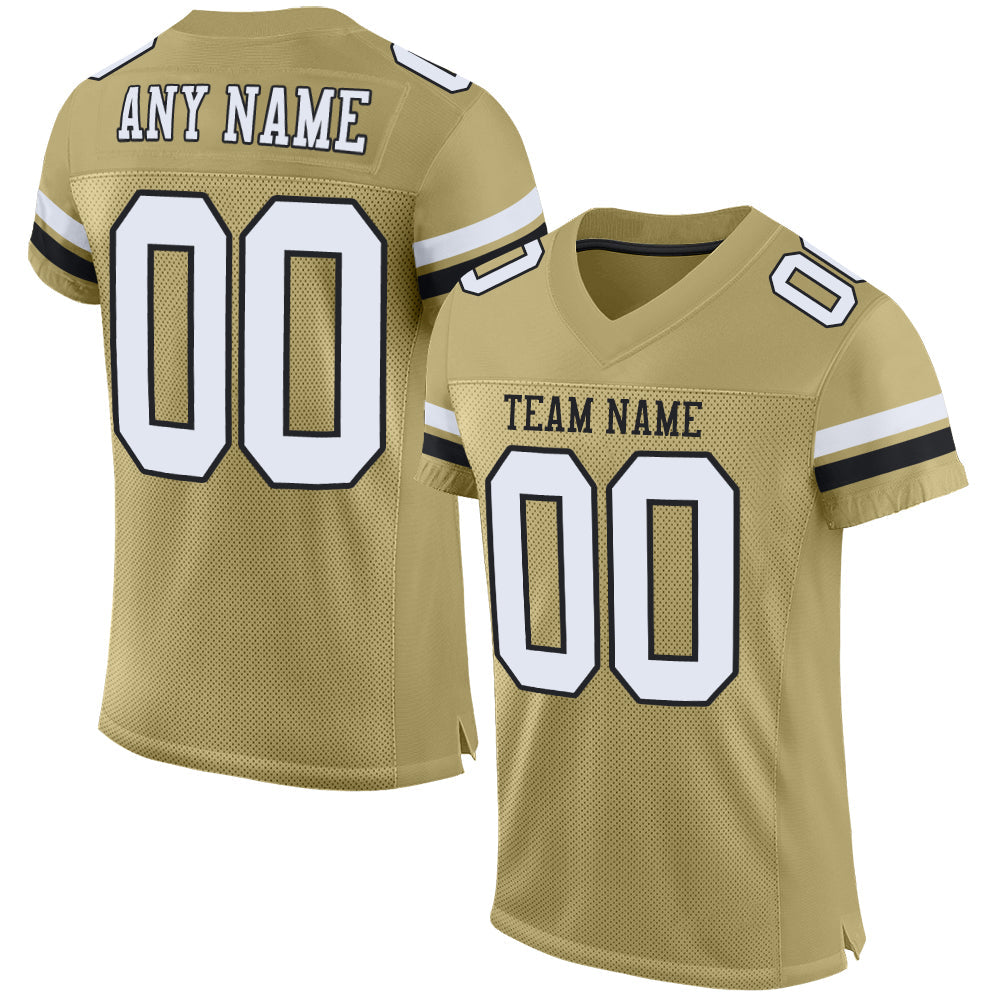 Custom Vegas Gold White-Black Mesh Authentic Football Jersey - Sky-Custom