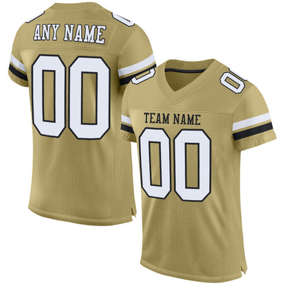 Custom Vegas Gold White-Black Mesh Authentic Football Jersey - Sky-Custom