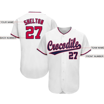 Custom White Red-Navy Baseball Jersey - Sky-Custom